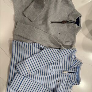 Vineyard Vines Gray and Blur stripes Quarter-Zip Sweaters